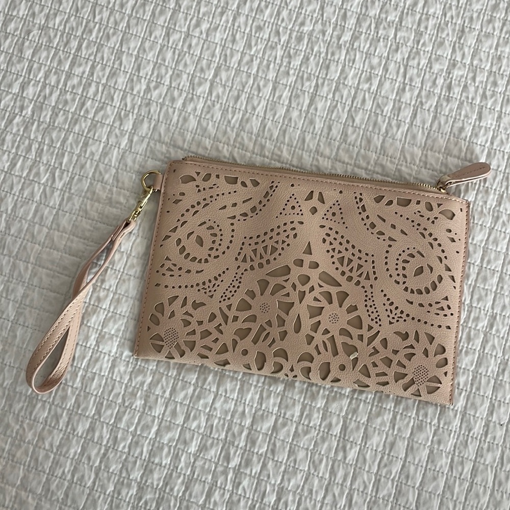 Mix No. 6 Sand Floral Leather Wristlet